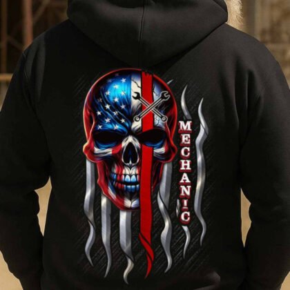 Mechanic Skull USA Flag Apparel - Mechanic Pride